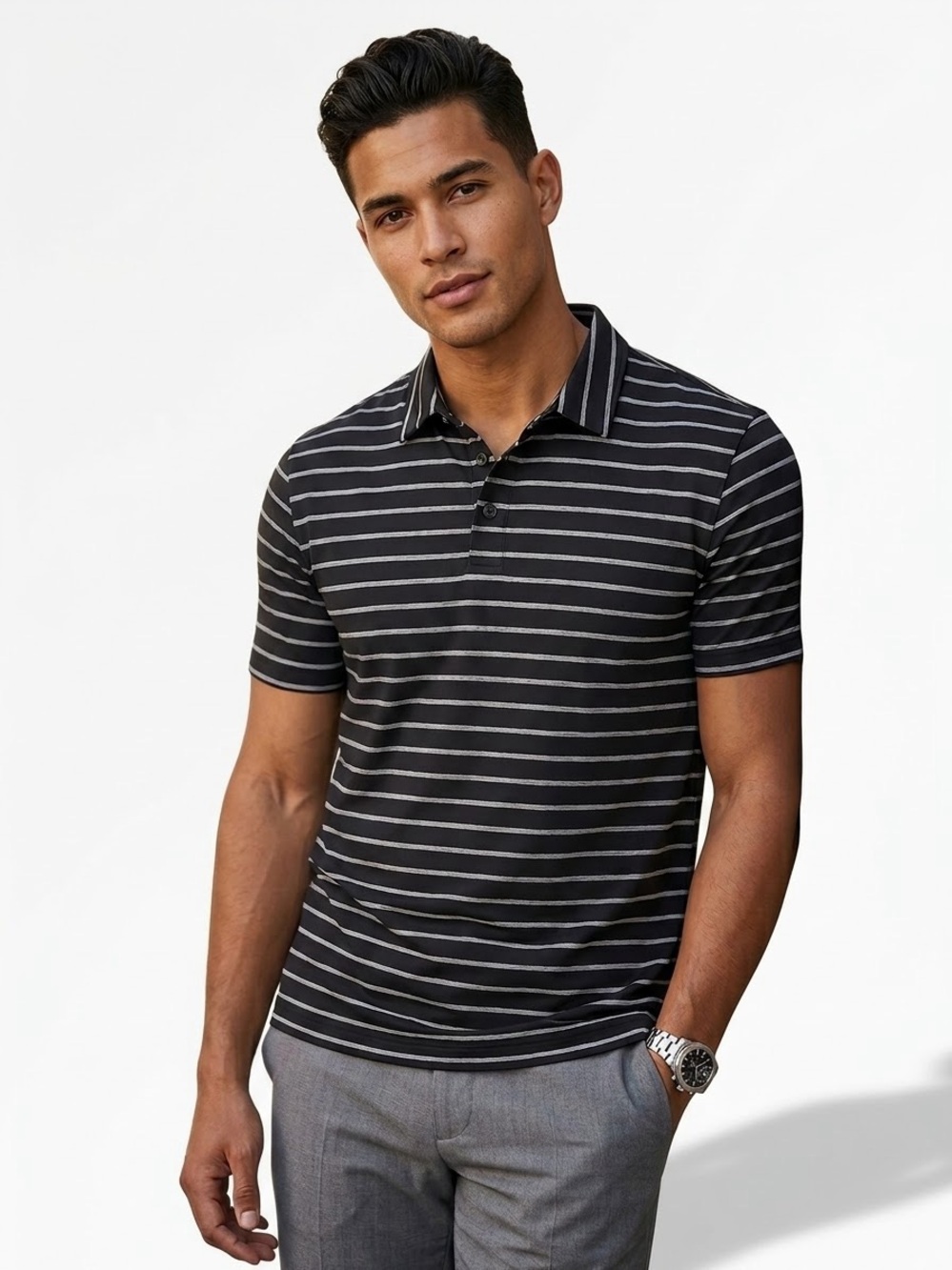 Member's Mark Men’s Active Performance Striped Polo Shirt